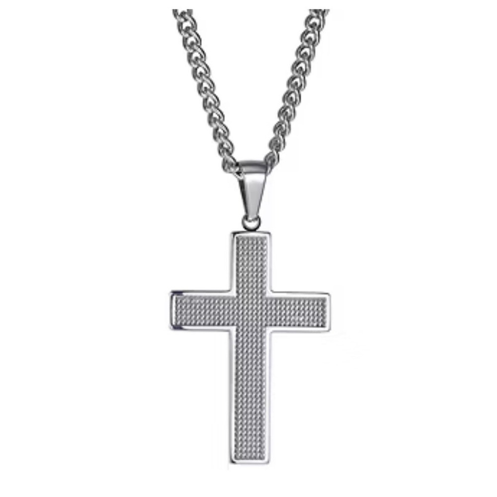 J.P. Army Men's Jewelry Stainless Steel 24 Inch Cable Cross Pendant Necklace